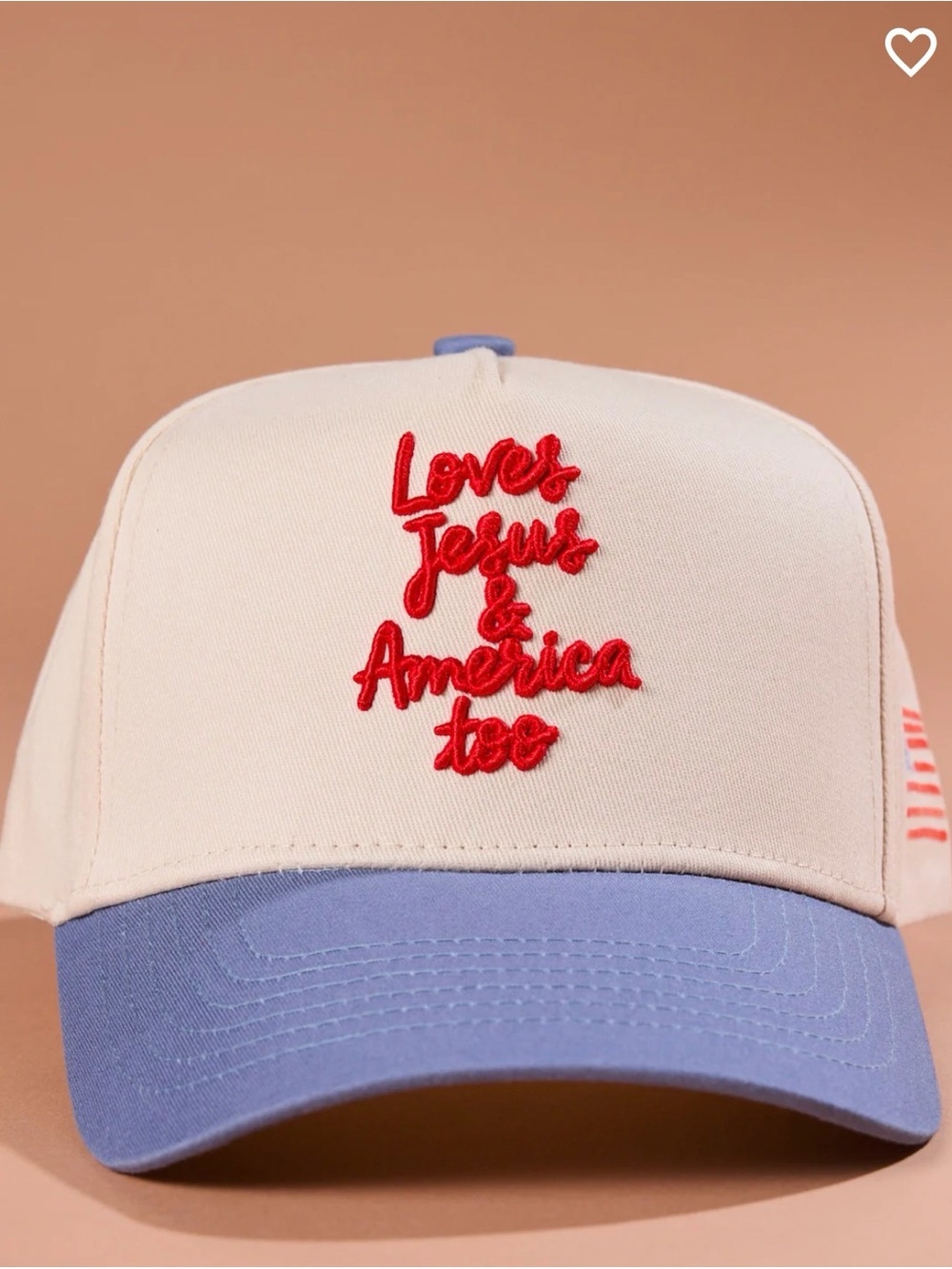 Altar’D State Cream and Blue 'Loves Jesus & America Too' Embroidered Trucker Cap